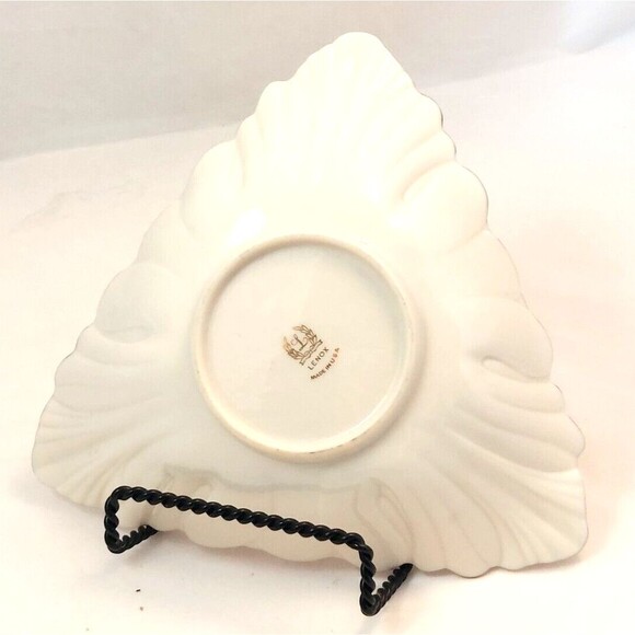LENOX 24K Gold Decorated Triad Triangle Shaped Trinket Display Bowl Dish 7" - Picture 3 of 6